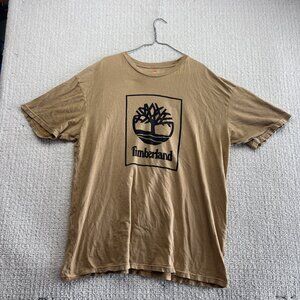 Timberland Desert Tan T Shirt Men Sz 2XL Graphic Tee Tree Logo Organic Cotton